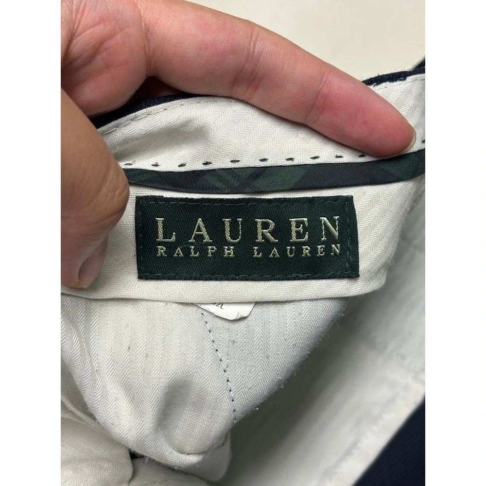 Lauren Ralph Lauren Mens 38x32 Navy Blue 100% Wool Pleated Cuffed Dress Pants